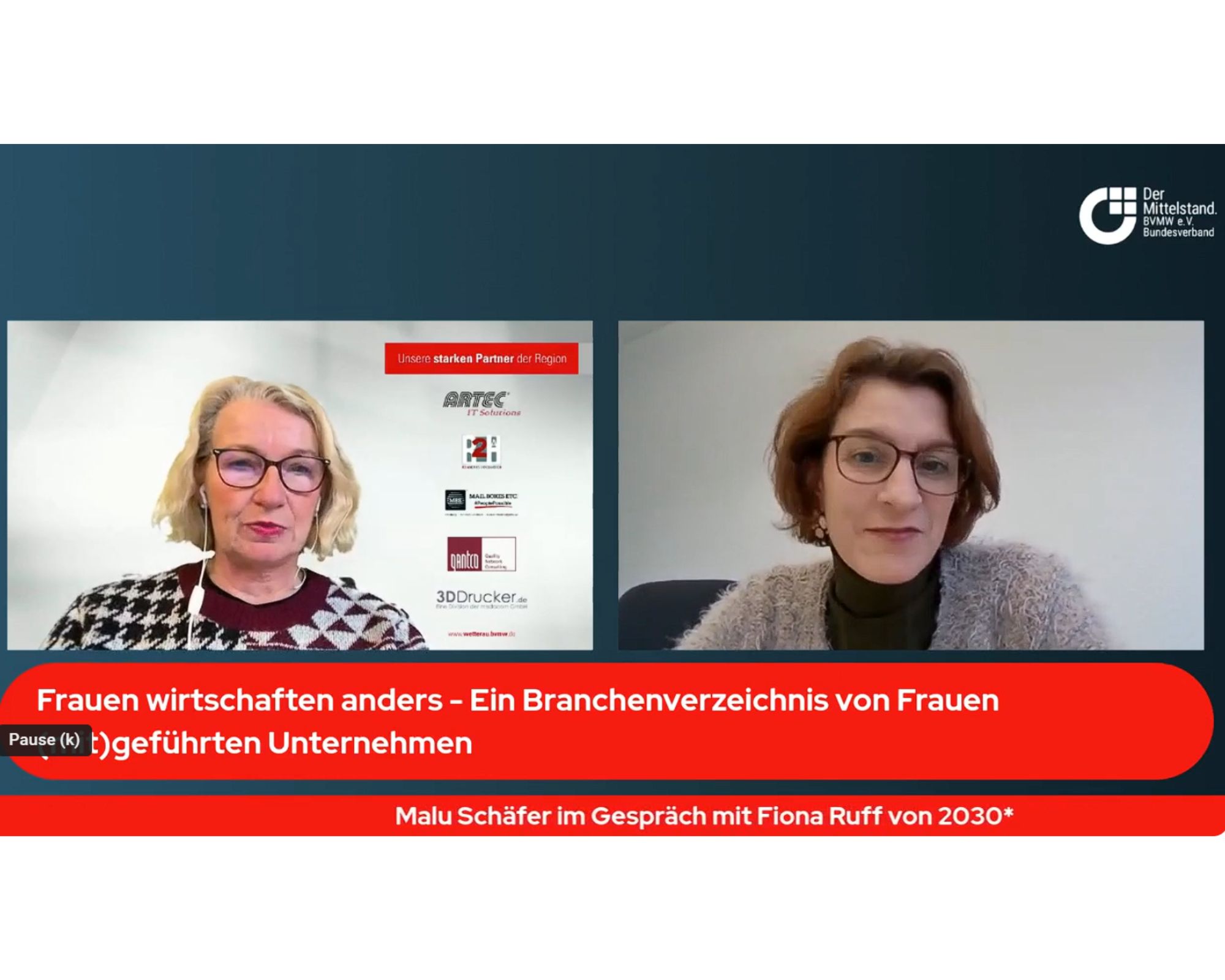 Fiona Ruff im Gespräch mit Malu Schäfer vom BVMW 